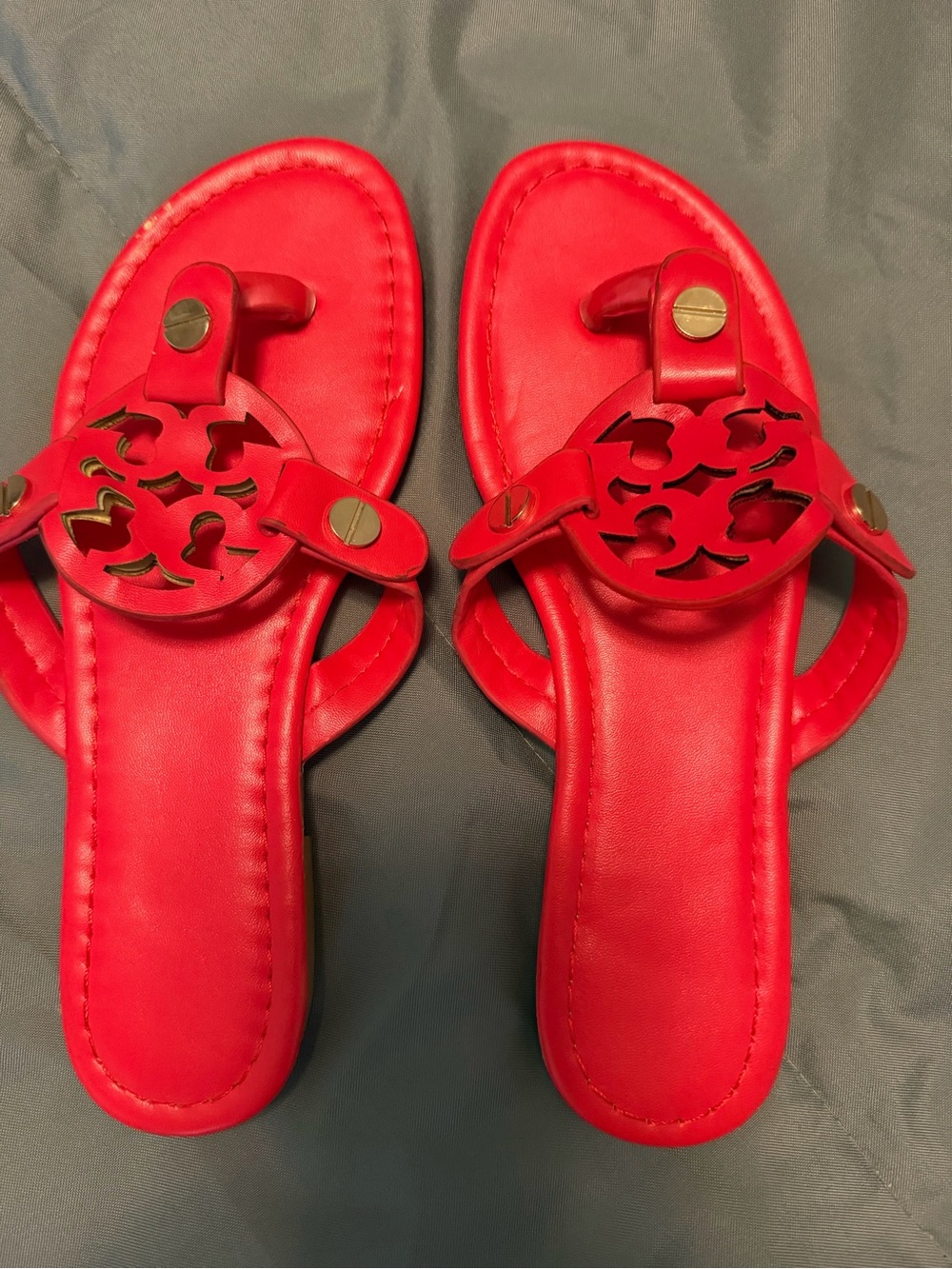 Women’s Red Decorative Toe-Post Sandals